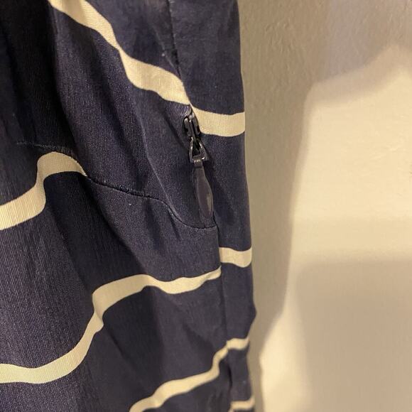 Kate Spade Short Sleeve 100% Silk Luxury Midi Shirt dress Navy White Striped Sz4 - Picture 8 of 12